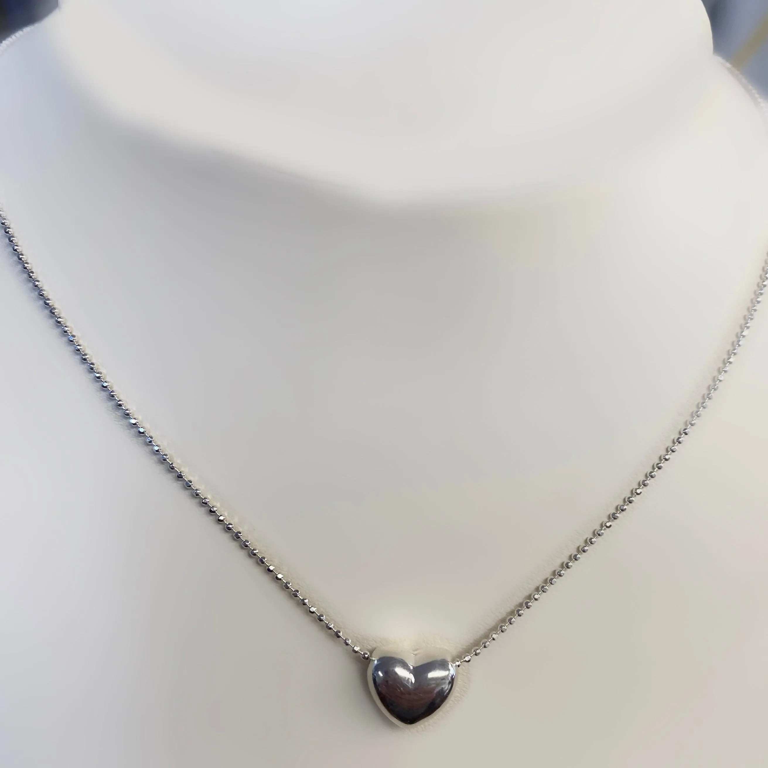 Italian Silver 3D Heart Pendant Necklace