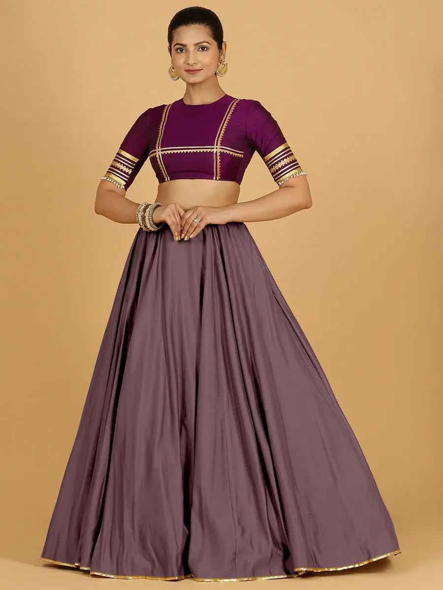 Jhalak x Tyohaar | Purple Mauve Panelled Lehenga Skirt