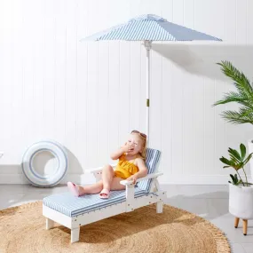 Kids Sun Lounger and Umbrella Set - White - SECONDS