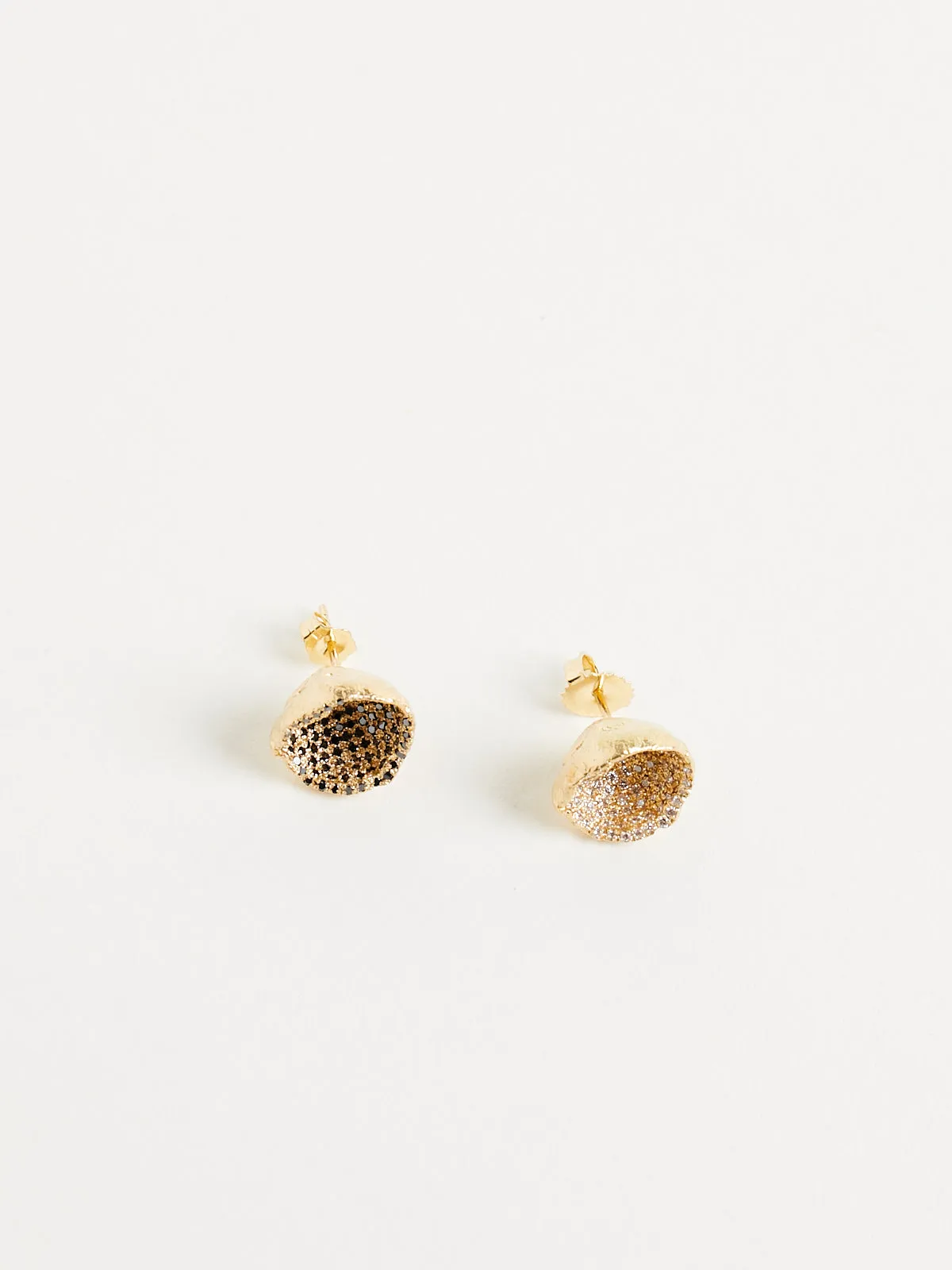 Large Hydra Studs in 18k Yellow Gold with Grey and Black Diamonds