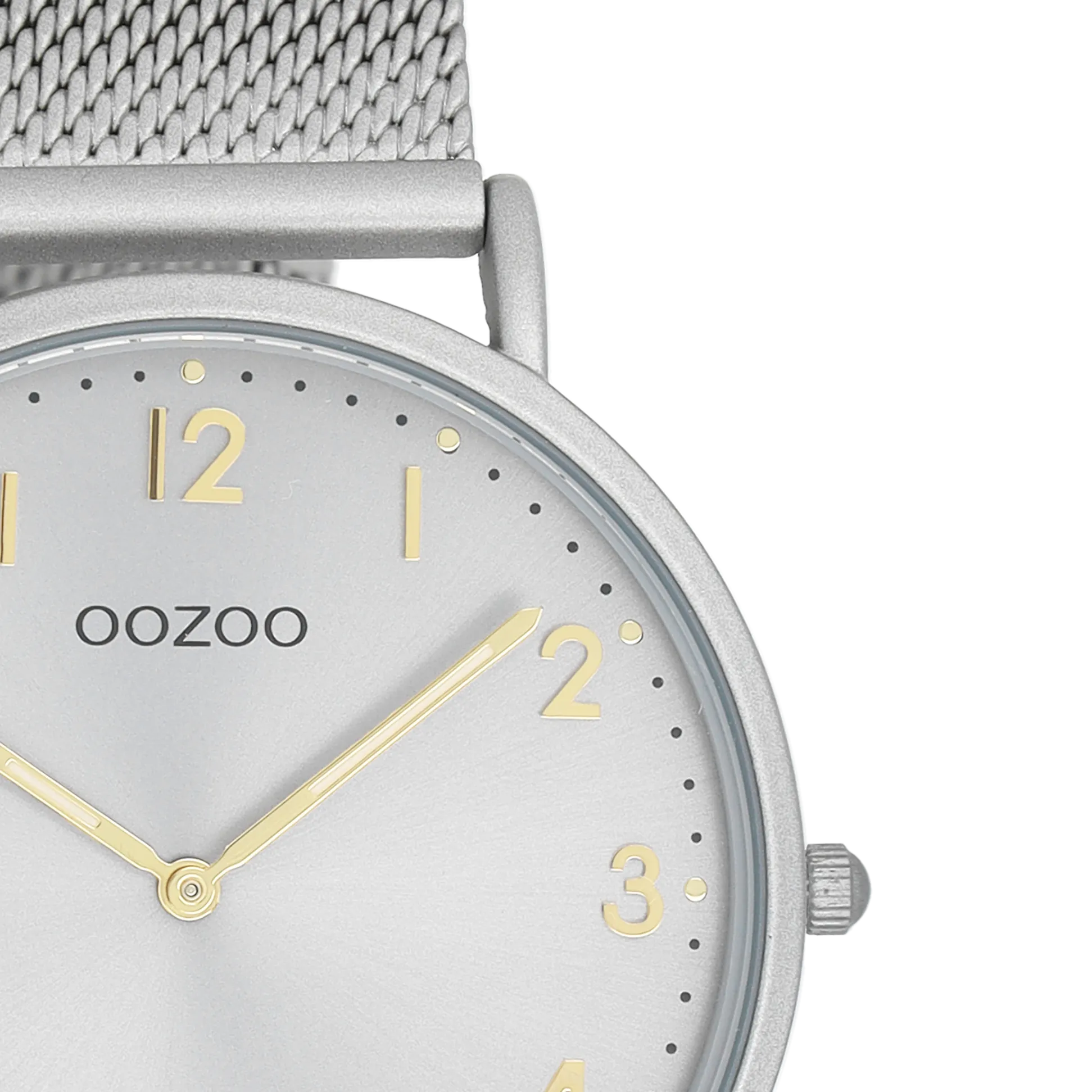 Light grey OOZOO watch with light grey metal mesh bracelet - C20379