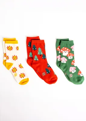 Mellow Mushrooms Kids' Socks 3-Pack