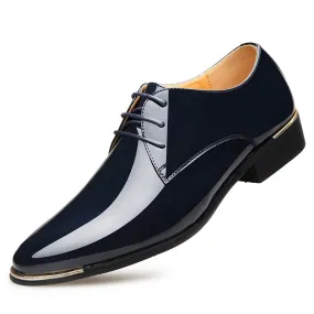 Men's Wedding White Shoes Rubber Sole Dress Lether Flats Patent Leather Shoes
