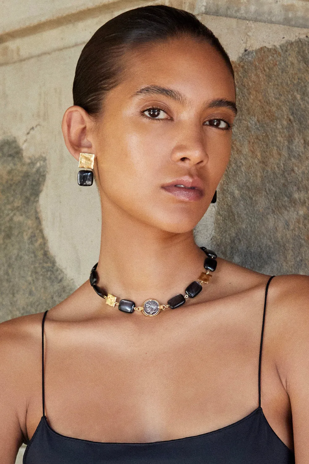 Minerva Earrings Gold Hypersthene
