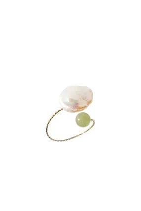 Monet — Jade & baroque pearl adjustable ring