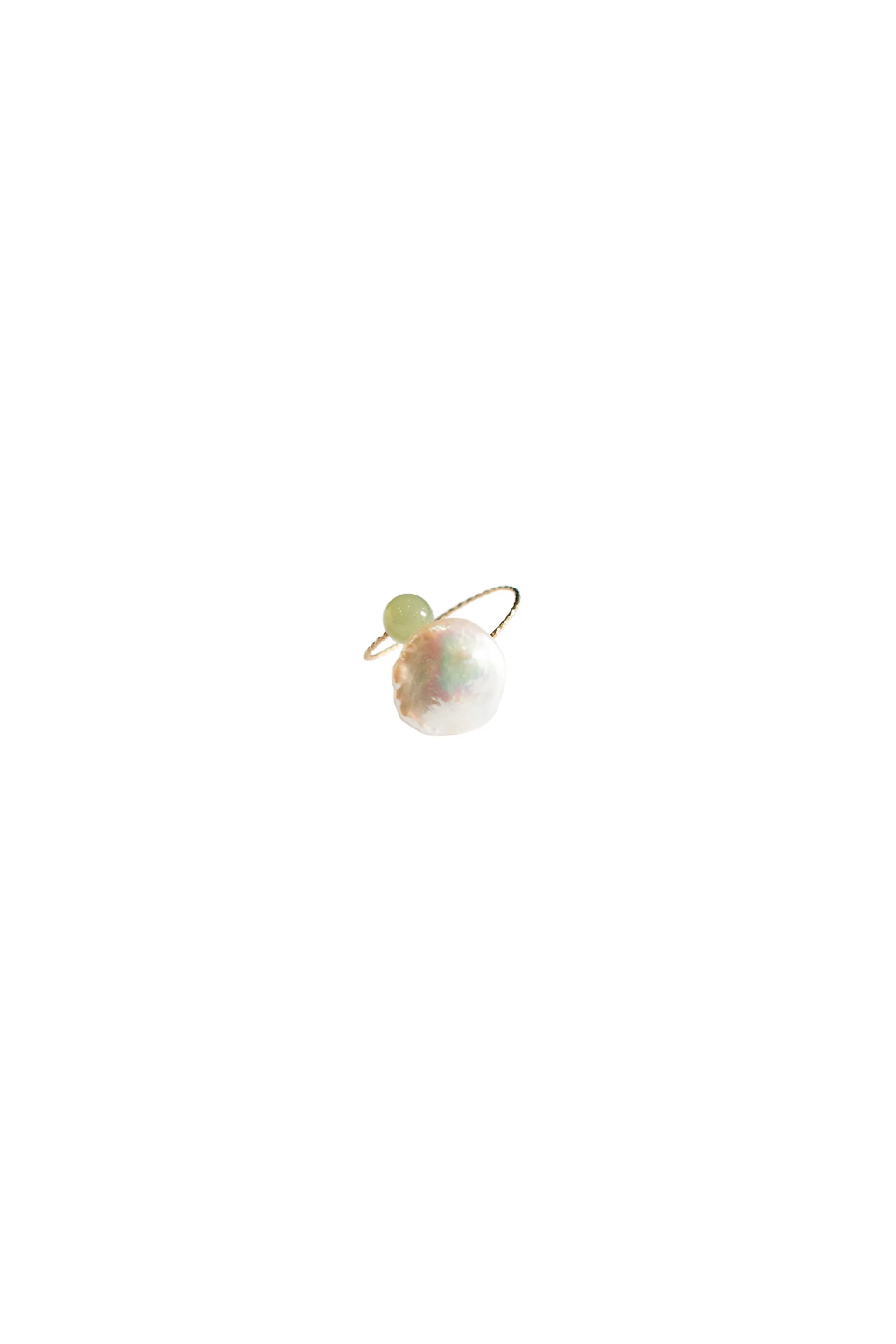 Monet — Jade & baroque pearl adjustable ring
