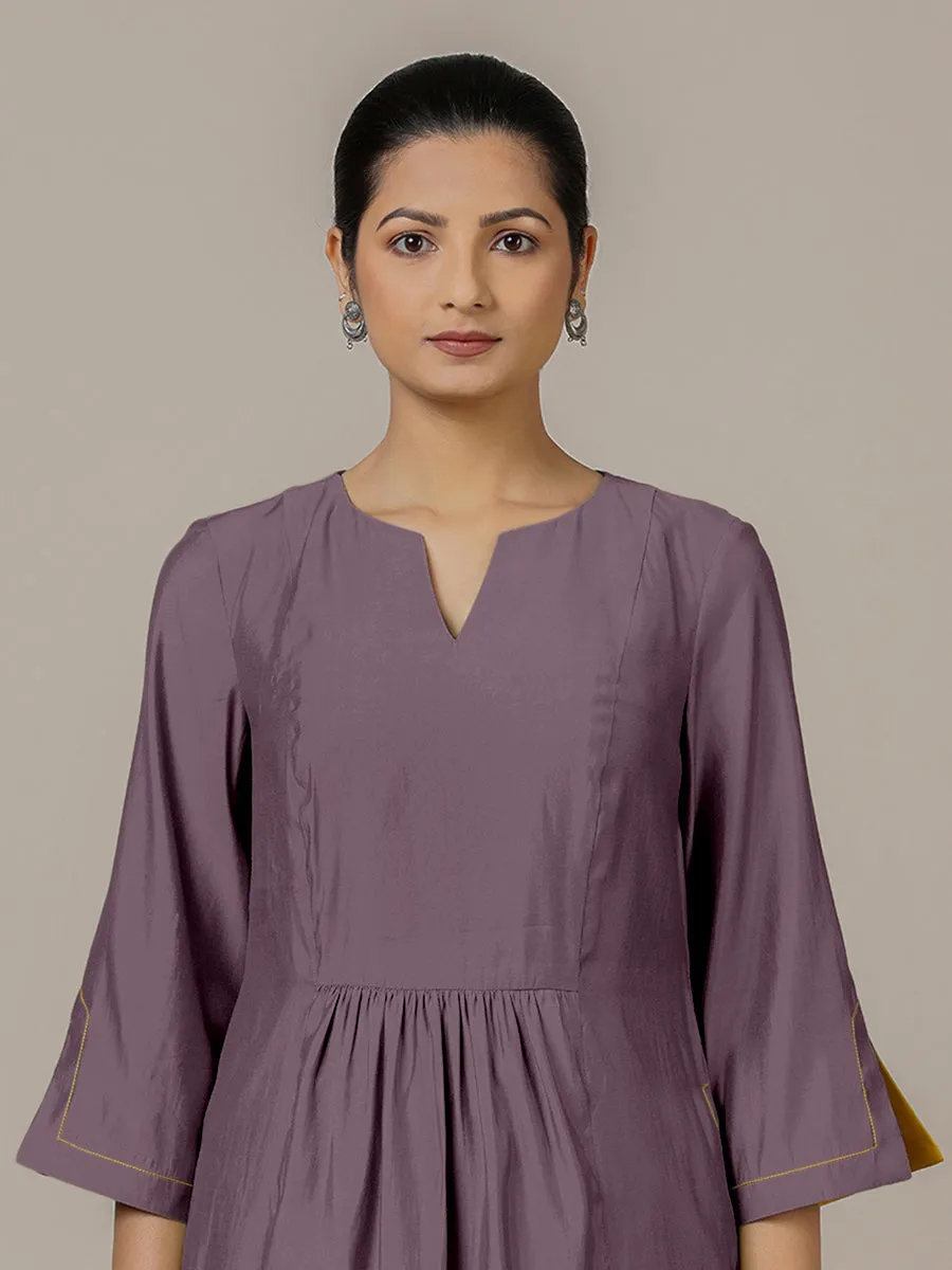 Nimrat x Rozaana | A Line Kurta in Purple Mauve with Thread Work | Coords or Only Kurta