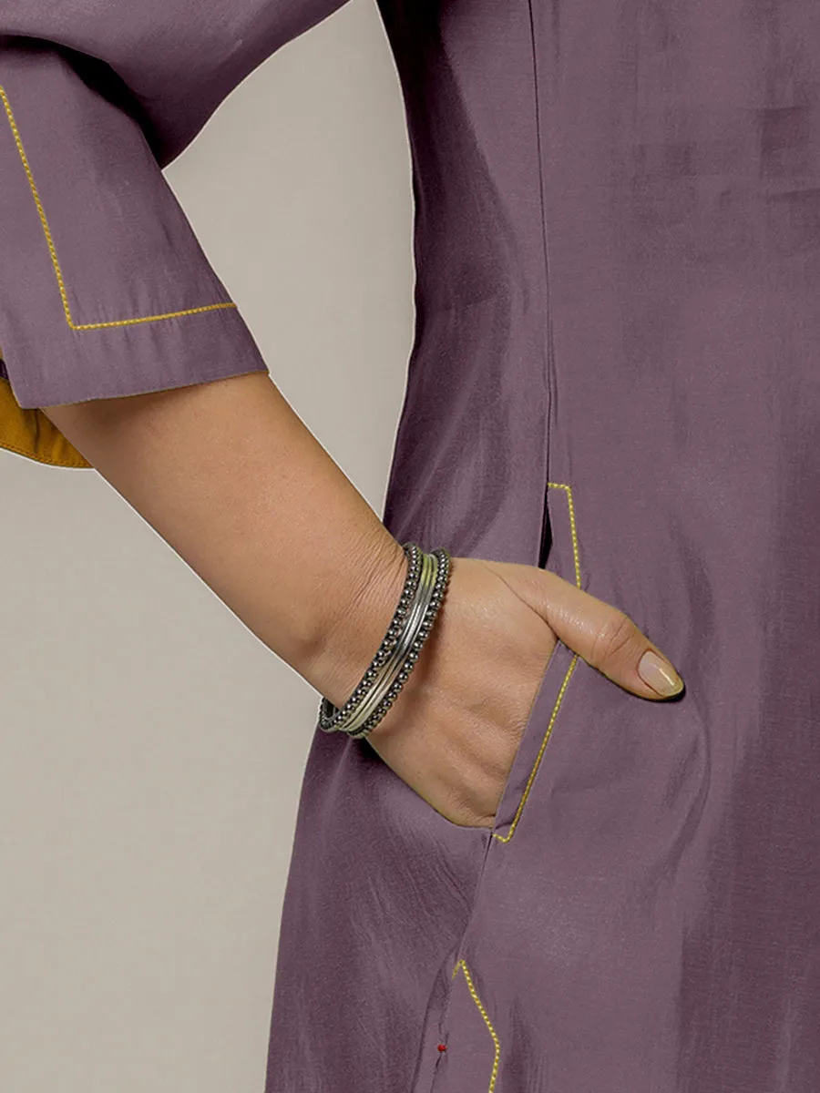 Nimrat x Rozaana | A Line Kurta in Purple Mauve with Thread Work | Coords or Only Kurta