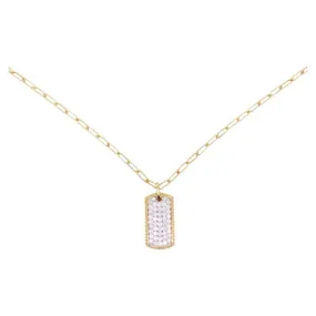 Pave Diamond Dog Tag Necklace