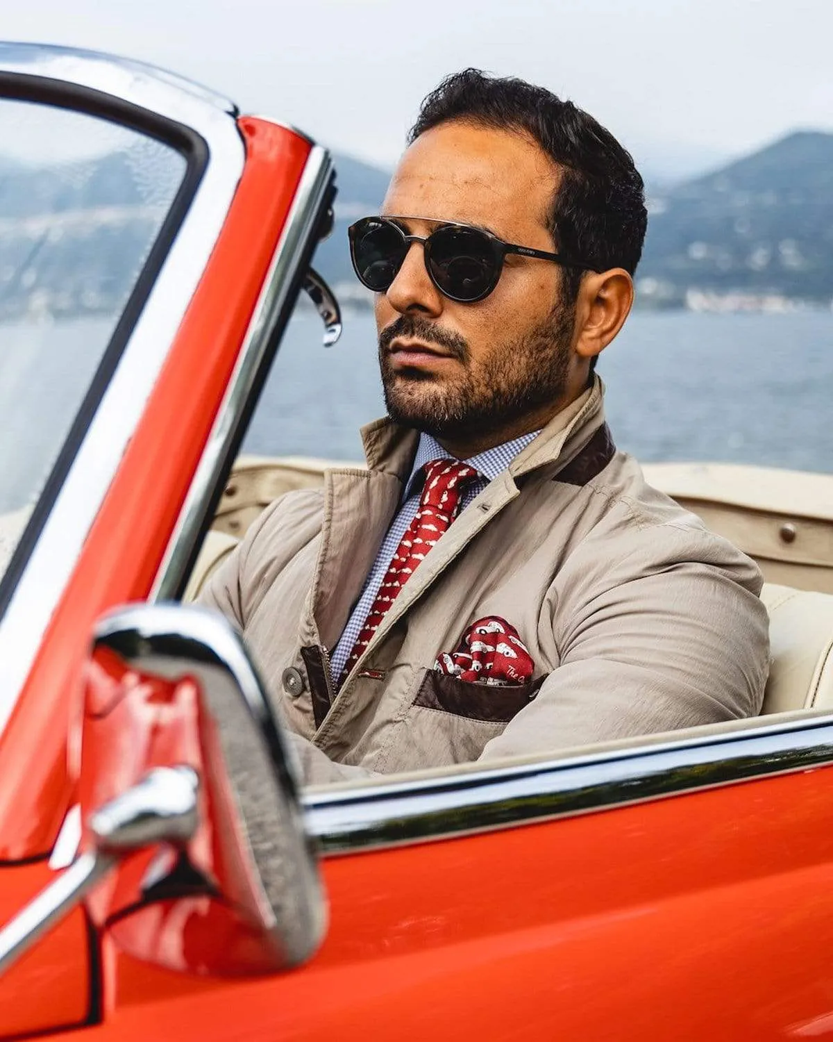 POSH - Four Quarter Silk Pocket Square - Blue/Red