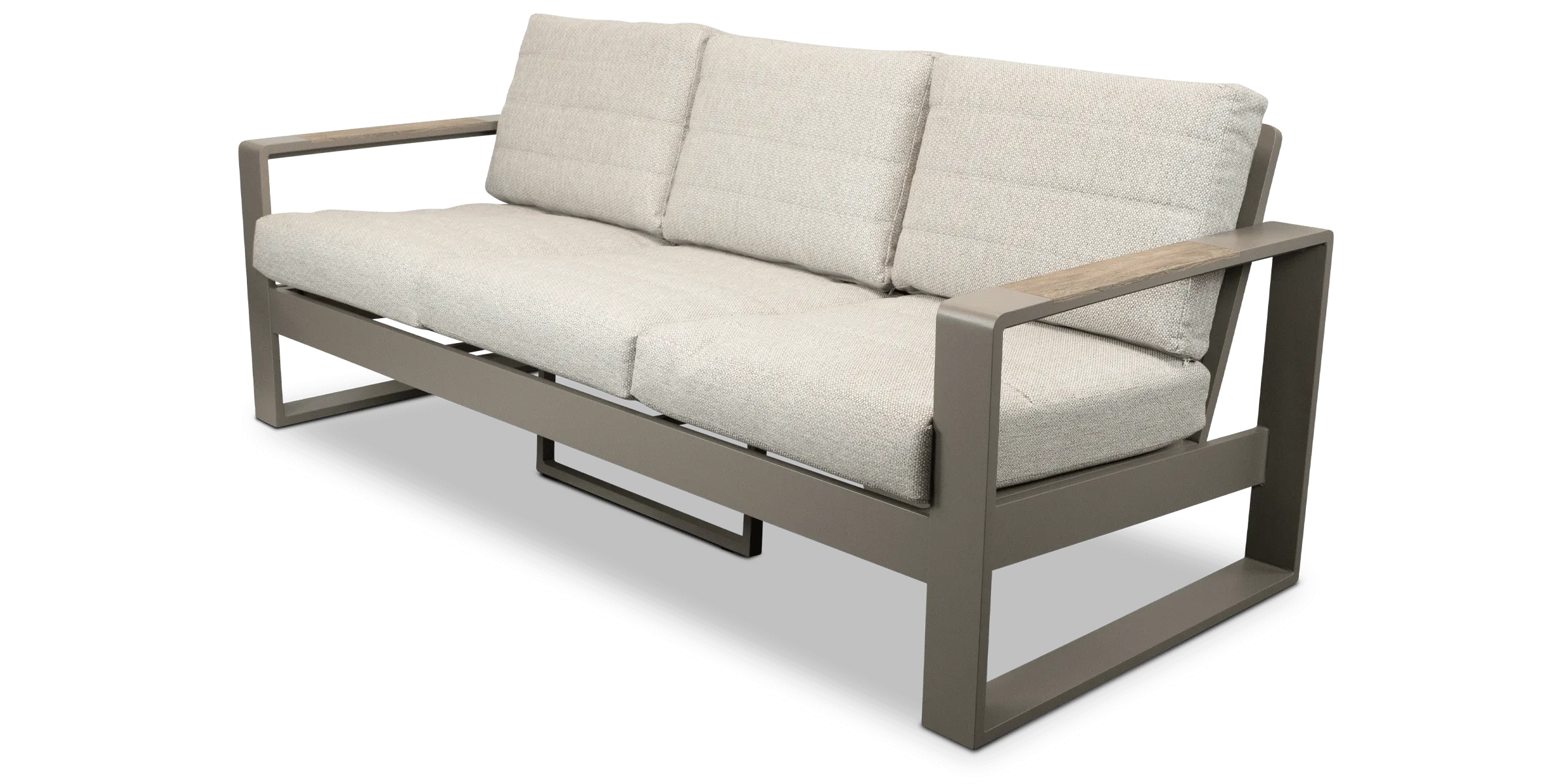 Positano 4 piece lounge in Taupe with Polywood Inset with Latte Check Spun Polyester Cushions