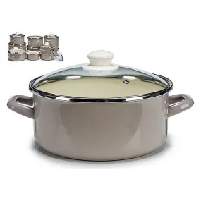 Pot with Glass Lid Grey Enamelled Steel 33,6 x 17 x 25,8 cm (Ø 24 cm)