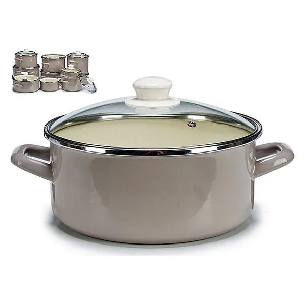 Pot with Glass Lid Grey Enamelled Steel 33,6 x 17 x 25,8 cm (Ø 24 cm)