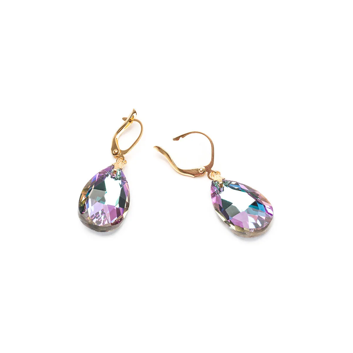 Purple & Blue Crystal Gold Earrings