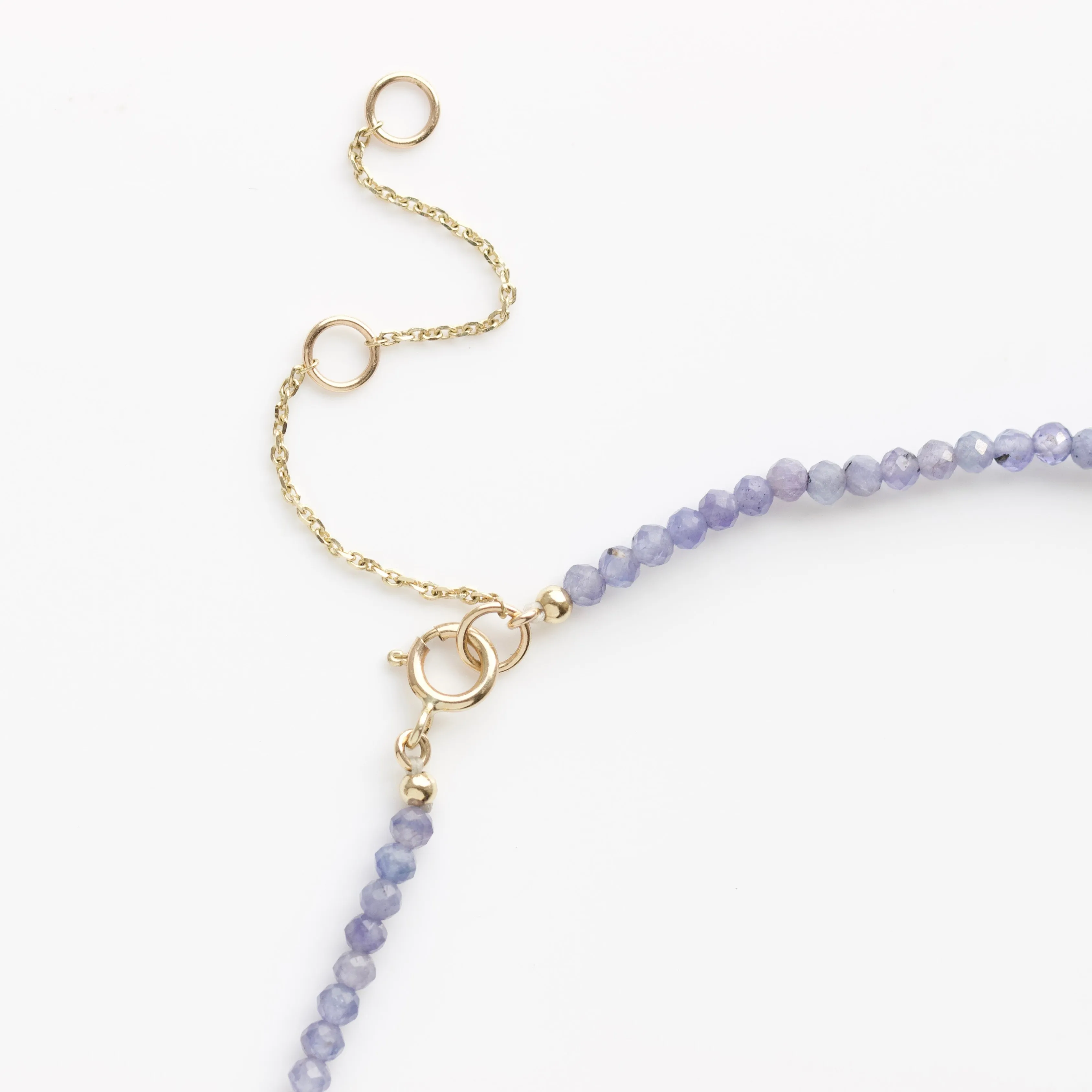 Solitaire Diamond Tanzanite Beaded Necklace