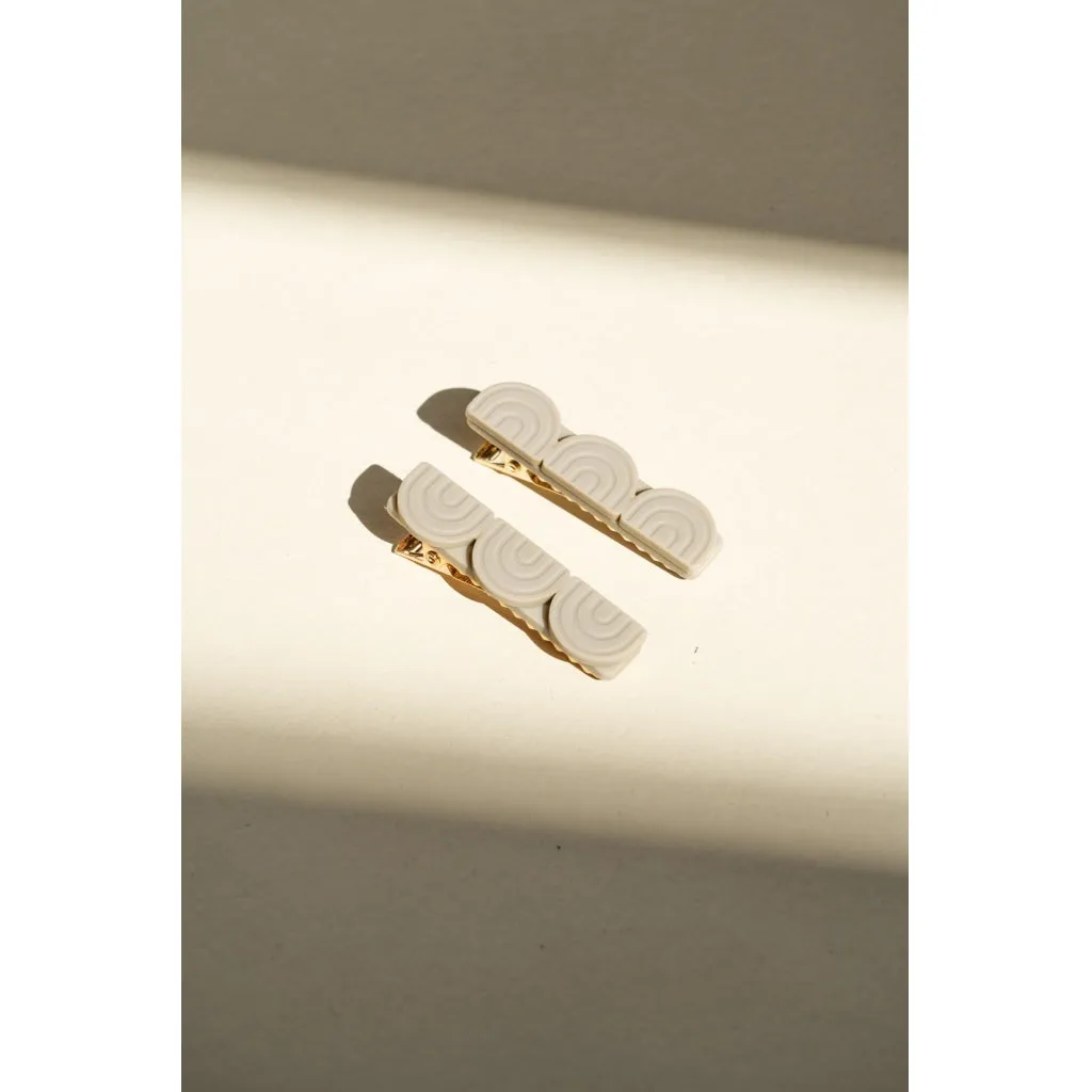 Tri Rainbow Bar | Hair Clips Set of 2 - Fog