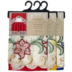 Wholesale wild flower lace Embroidered Window Curtain Set