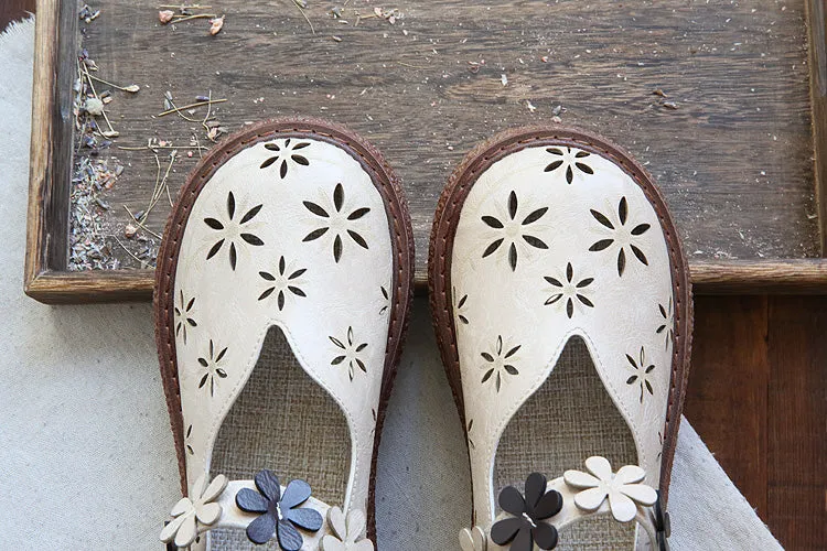 Women Retro Round Head Hollow Casual Sandals