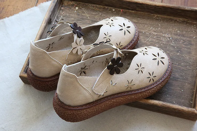 Women Retro Round Head Hollow Casual Sandals