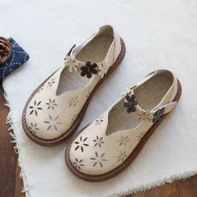 Women Retro Round Head Hollow Casual Sandals