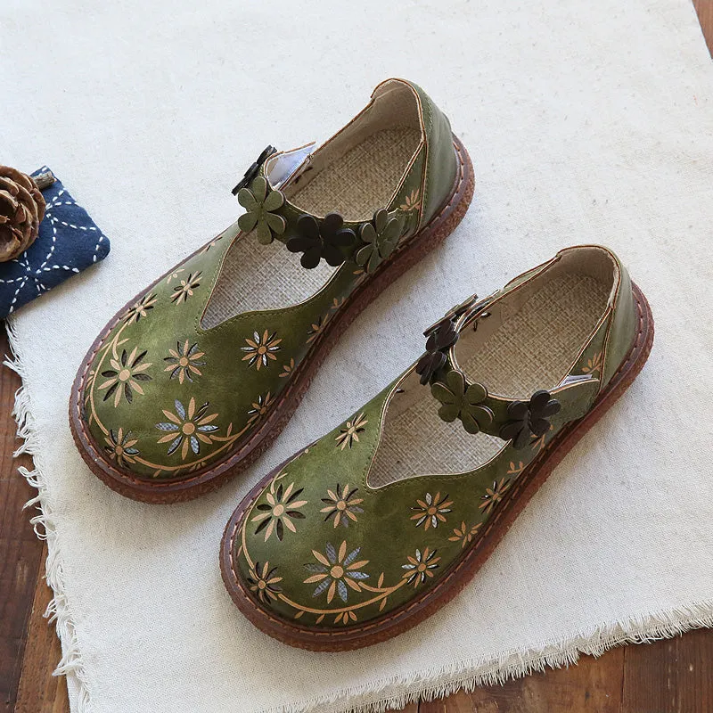 Women Retro Round Head Hollow Casual Sandals