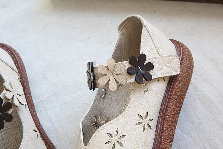 Women Retro Round Head Hollow Casual Sandals
