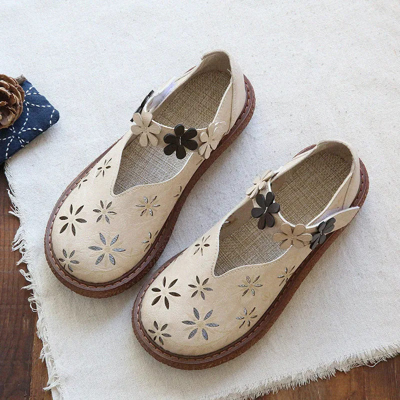 Women Retro Round Head Hollow Casual Sandals