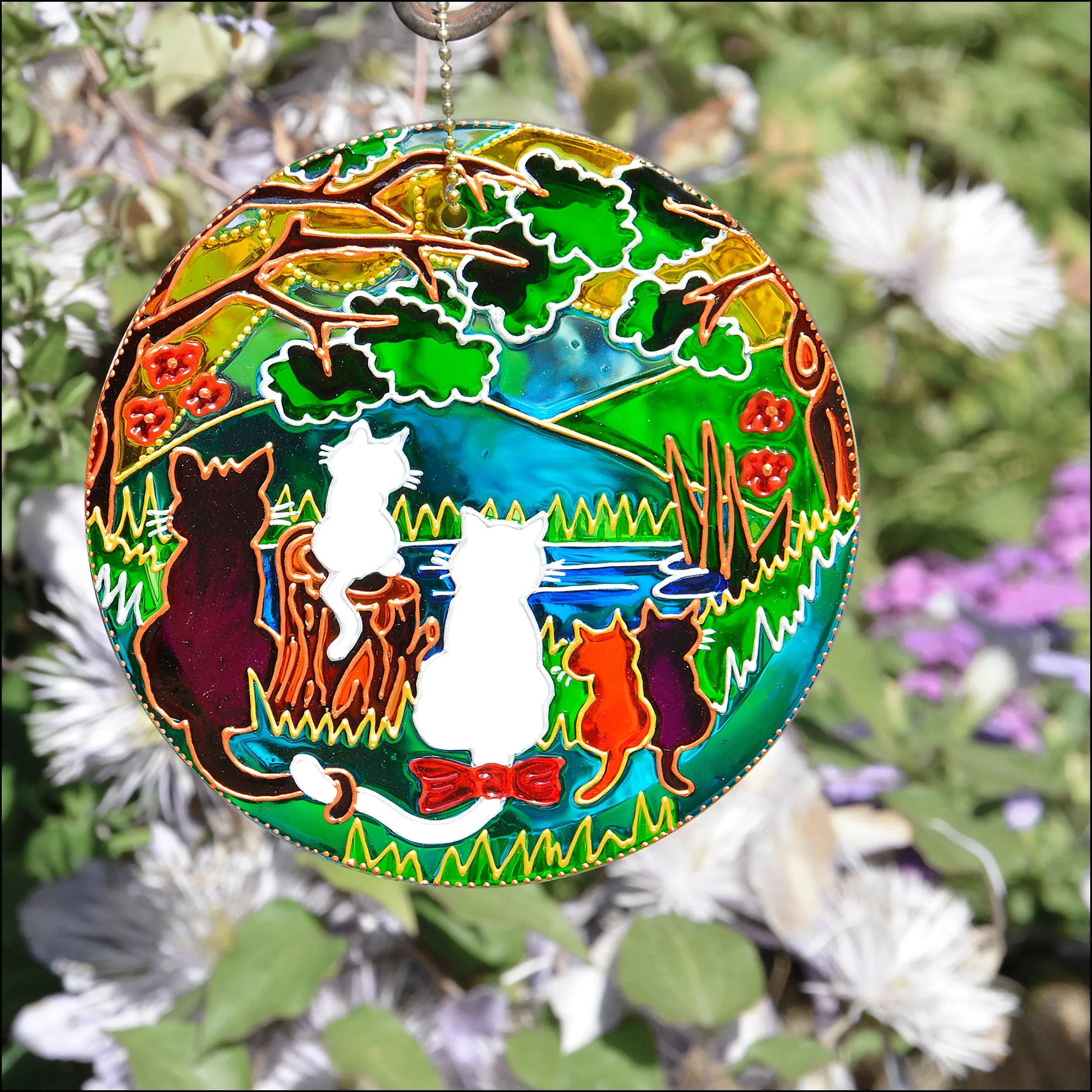 Woodland Cat Family Sun Catcher