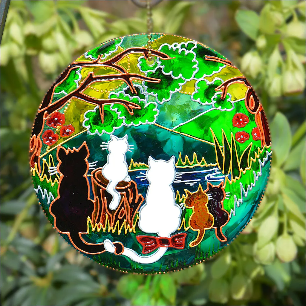 Woodland Cat Family Sun Catcher