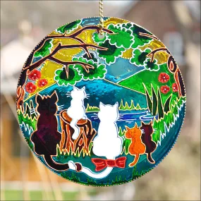 Woodland Cat Family Sun Catcher