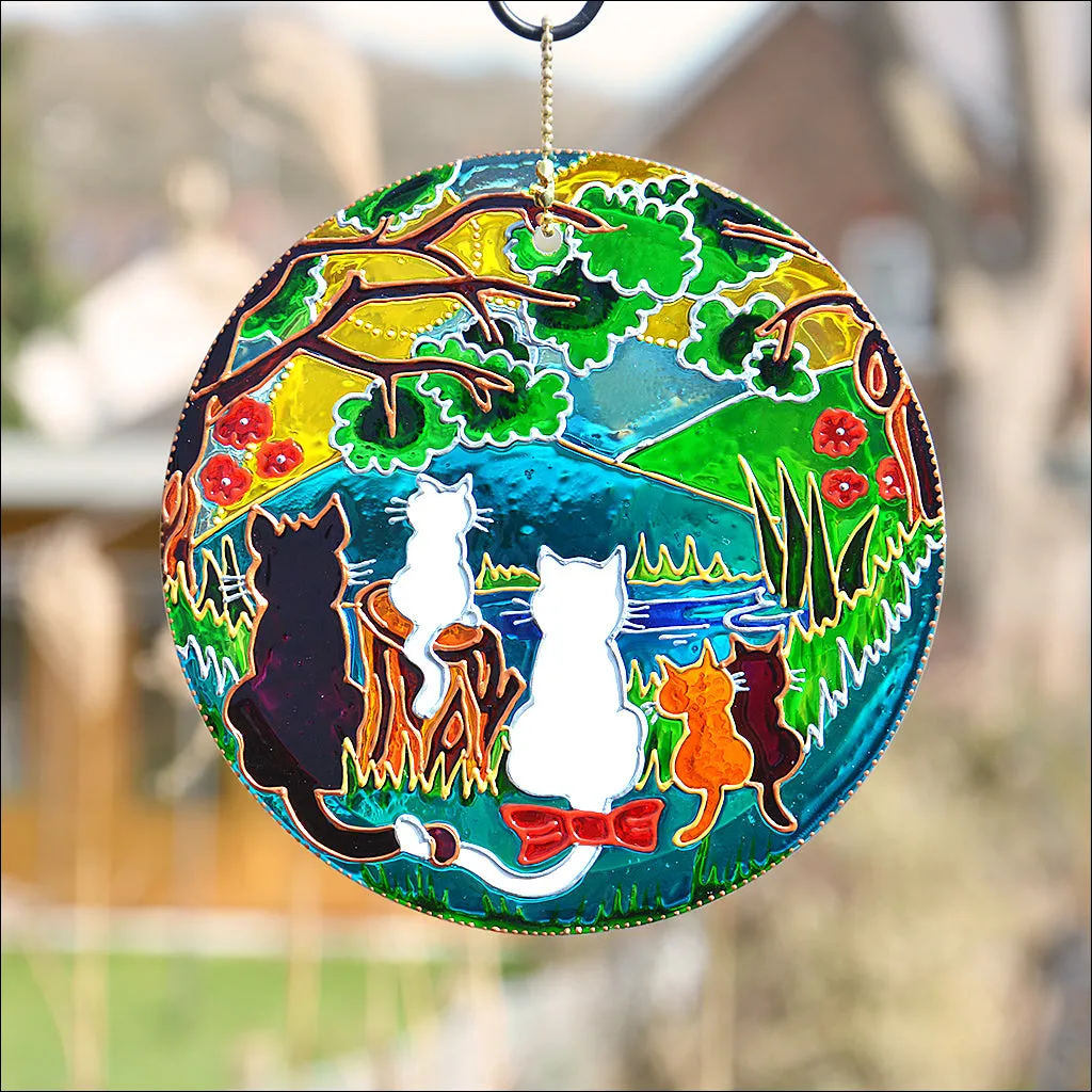 Woodland Cat Family Sun Catcher