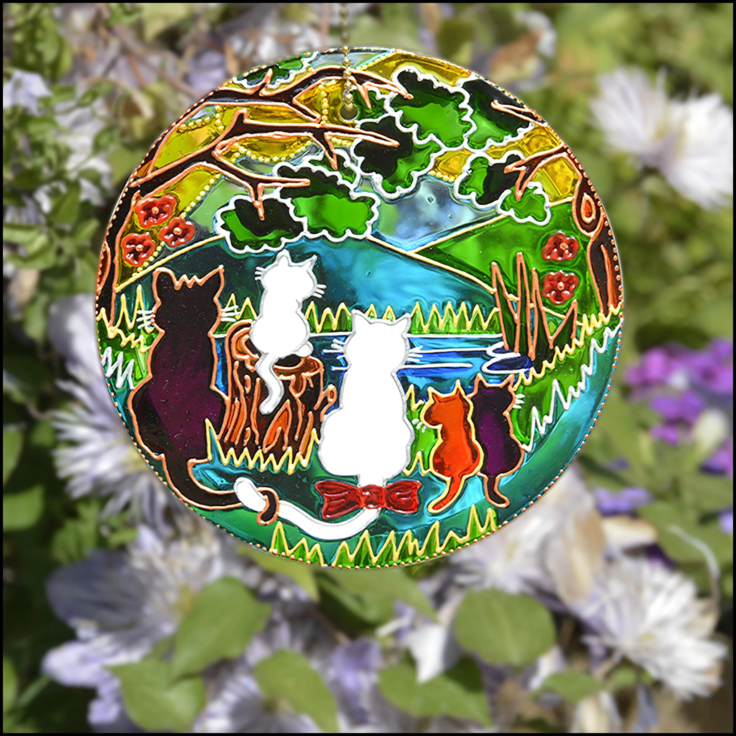 Woodland Cat Family Sun Catcher