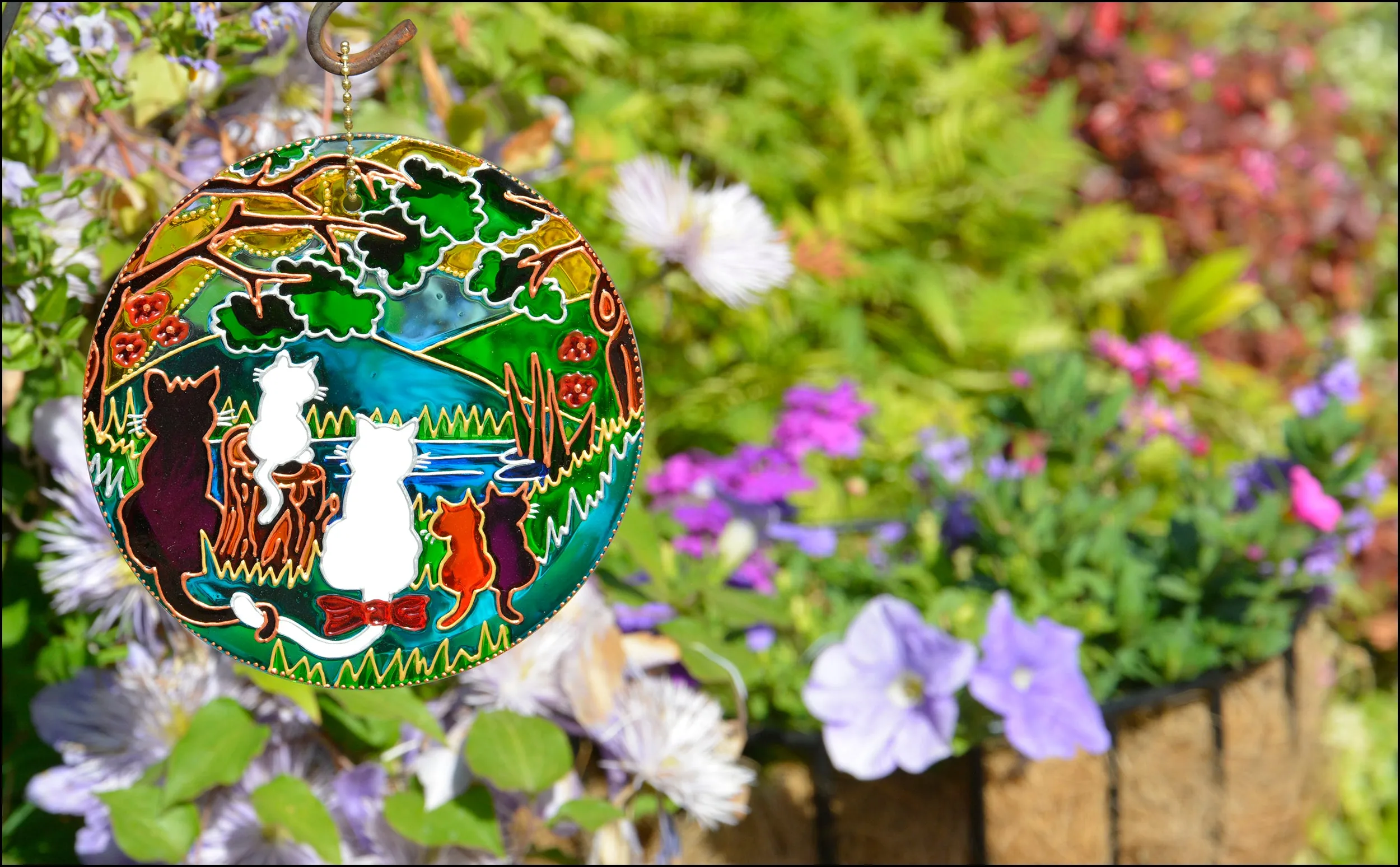 Woodland Cat Family Sun Catcher
