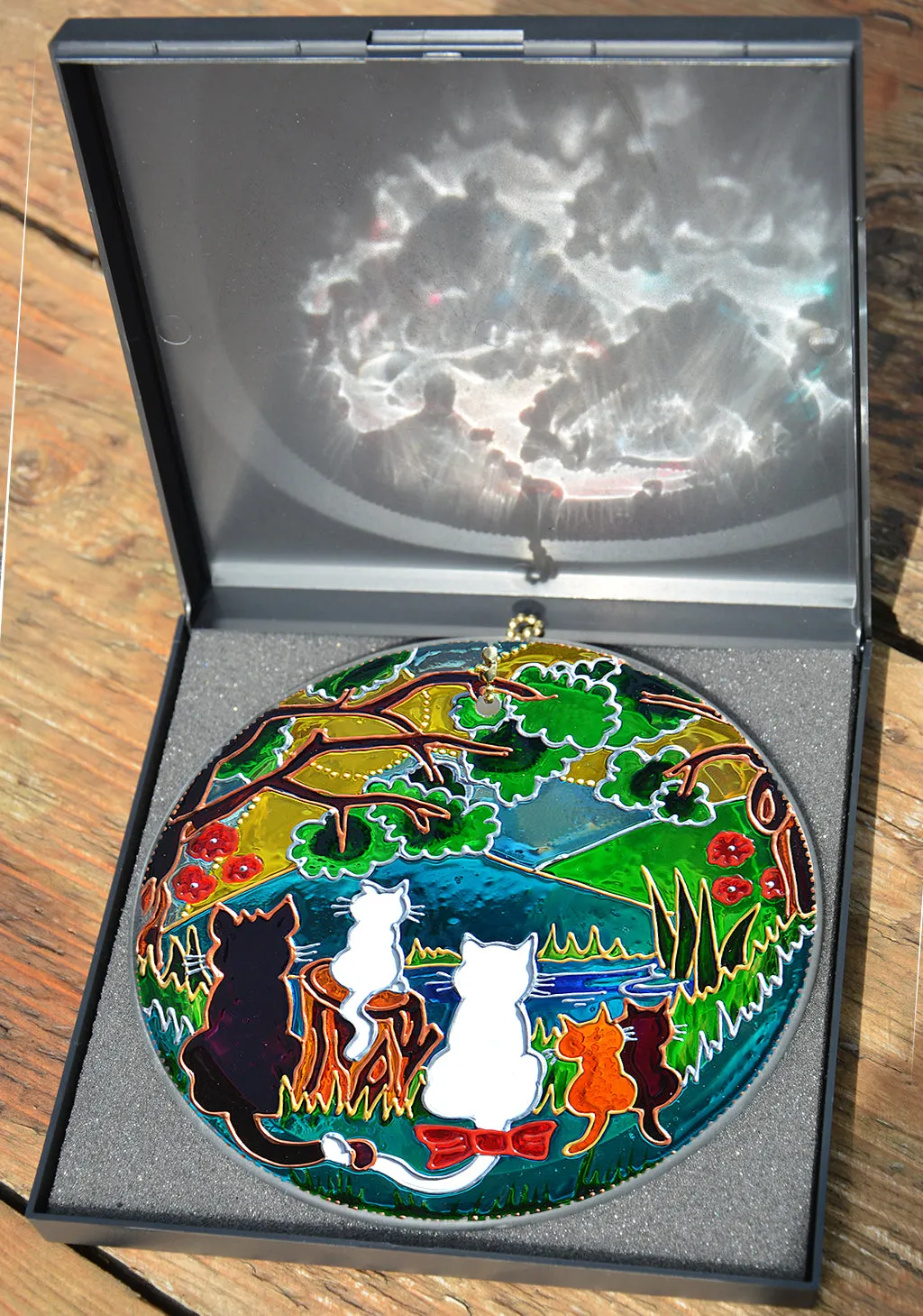 Woodland Cat Family Sun Catcher